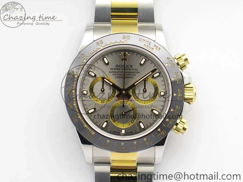 0402 WellDesigned Daytona SS YG Ceramic Bezel JH Best Edition Sliver Gray Dial On SS YG Bracelet A 3532